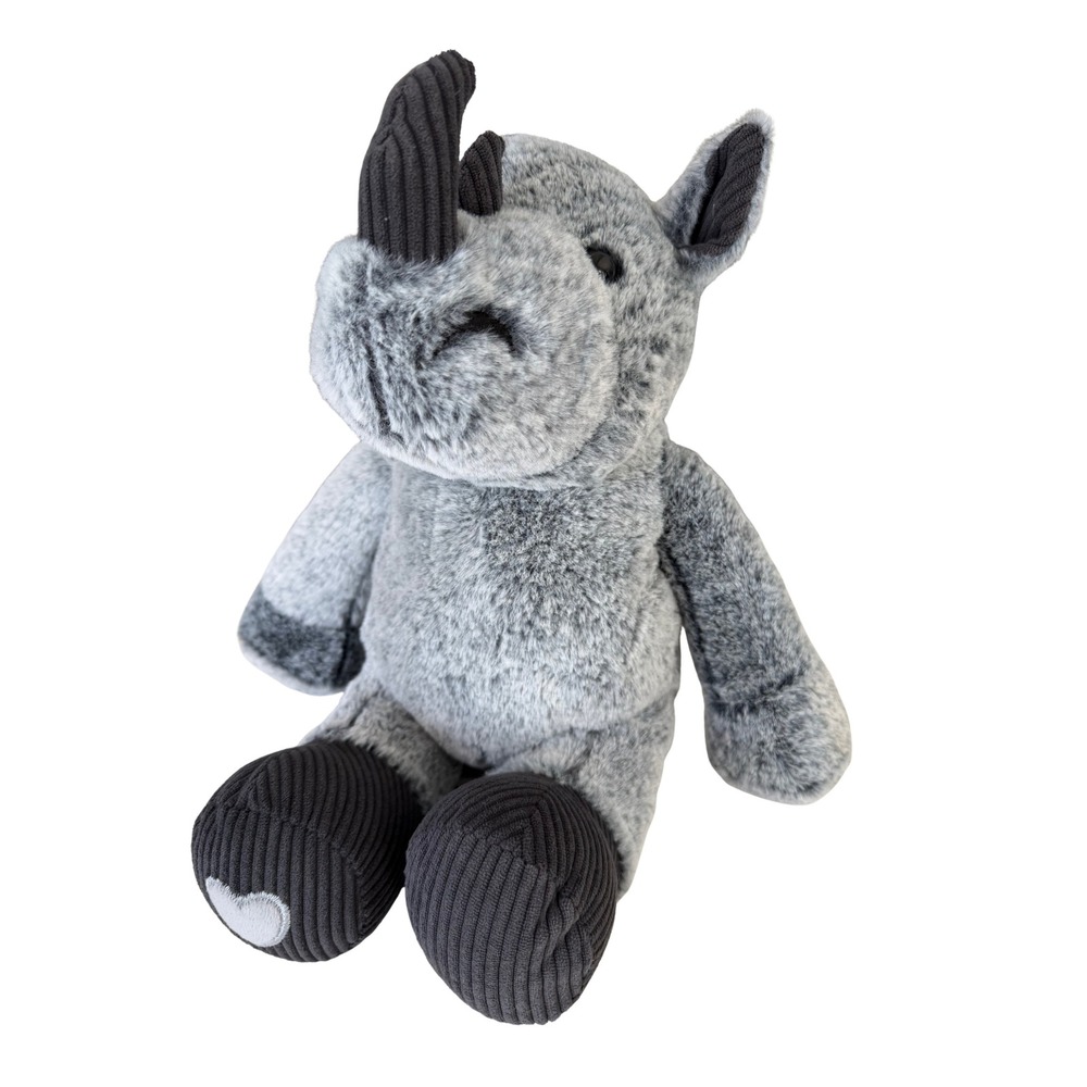Walmart Gray Rhinoceros Plush Stuffed Animal Corduroy Horns Feet